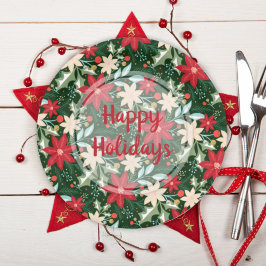 Plato De Papel Navidades florales de Poinsettia