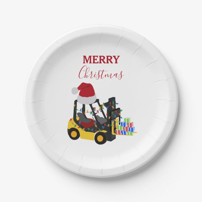 Plato De Papel Navidades Forklift Truck (Anverso)