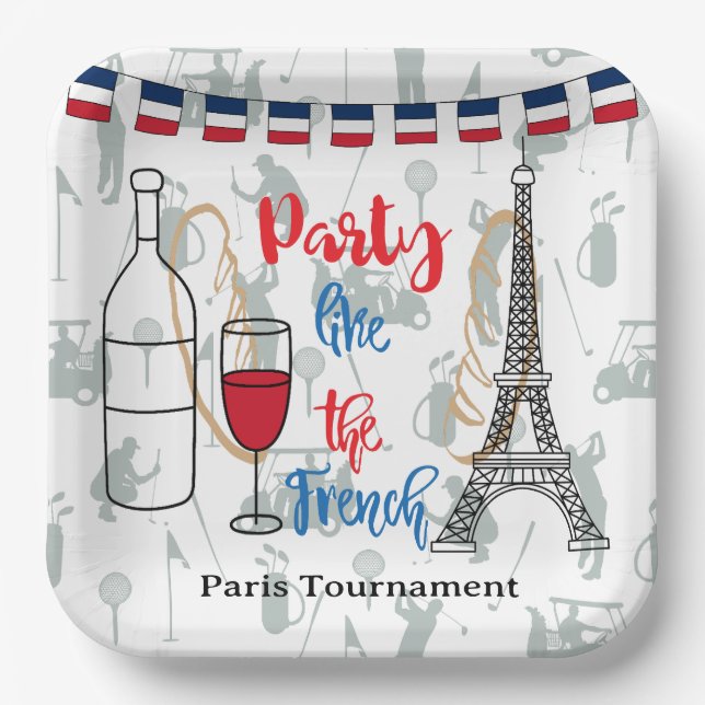 Plato De Papel Navidades franceses con tema para Fiesta (Anverso)