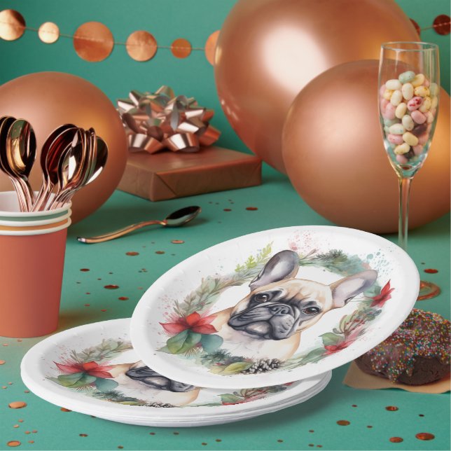 Plato De Papel Navidades franceses de Bulldog escribieron un post (Multi)