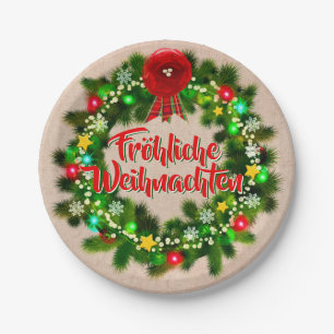 Plato De Papel Navidades Fröhliche Weihnachten 7"