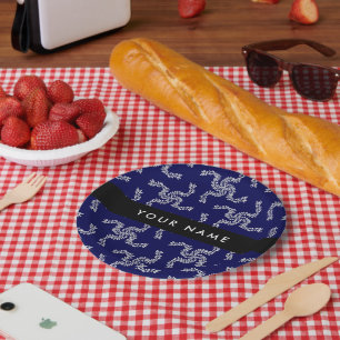 Plato De Papel Navidades Garland, Blue, Su nombre, Personalizar