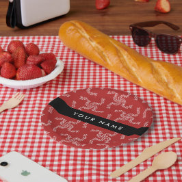 Plato De Papel Navidades Garland, Red, Tu nombre, Personalizar