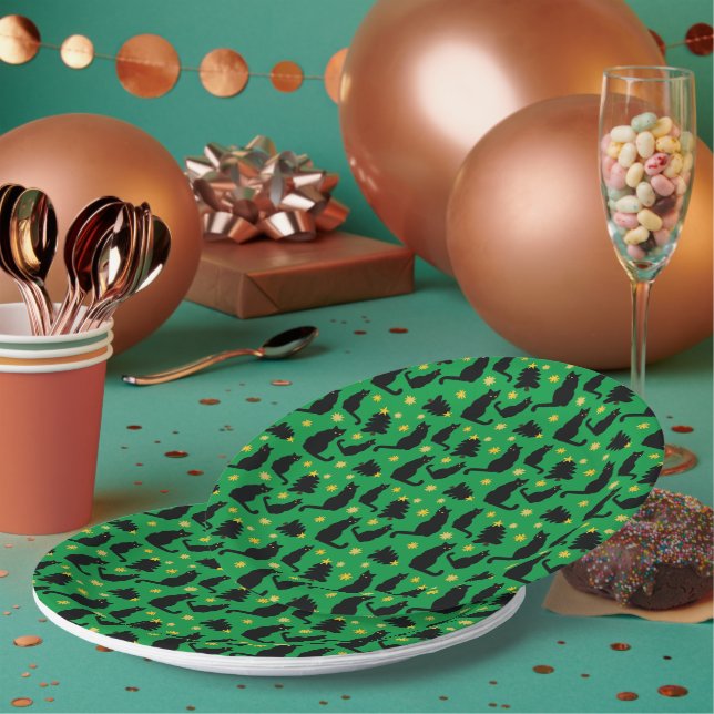 Plato De Papel Navidades Gatos Estrellas Y Árboles (Multi)
