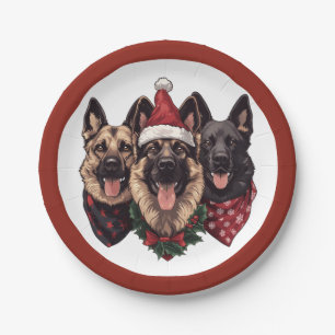 Plato De Papel Navidades German Shepherd Dogs