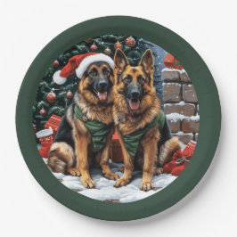 Plato De Papel Navidades German Shepherd Dogs