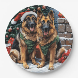 Plato De Papel Navidades German Shepherd Dogs