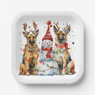 Plato De Papel Navidades German Shepherd Dogs