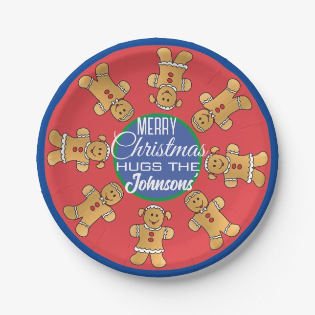 Plato De Papel Navidades Gingerbread Cookies Blue (Anverso)