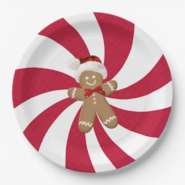 Plato De Papel Navidades Gingerbread Man en Peppermint (Anverso)