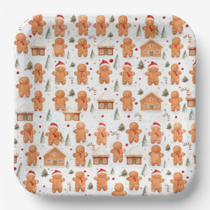 Plato De Papel Navidades Gingerbread Man y House