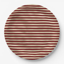 Plato De Papel Navidades Glam Gold Red Holiday Stripes
