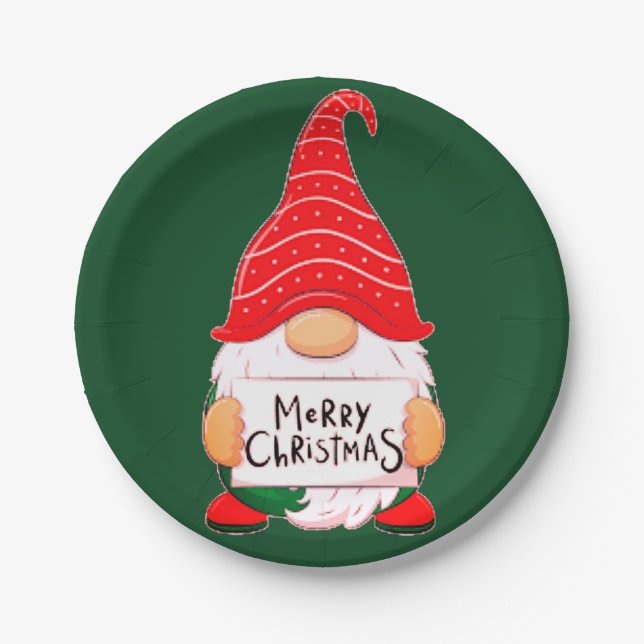 Plato De Papel Navidades Gnome (Anverso)