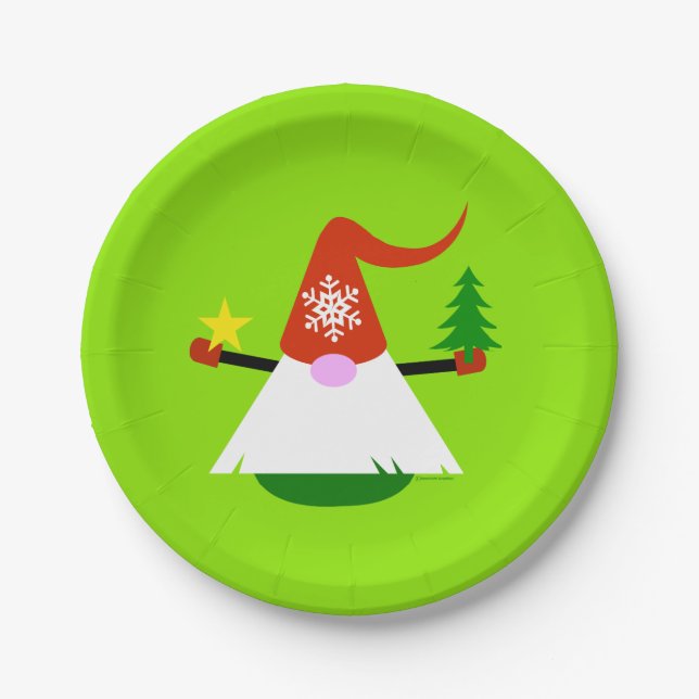 Plato De Papel Navidades Gnome Placas de fiesta de papel (Anverso)