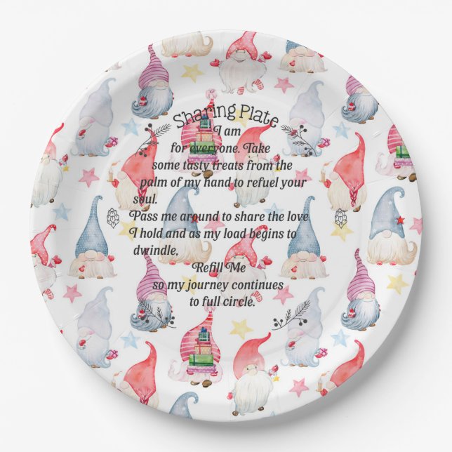 Plato De Papel Navidades Gnome Sharing (Anverso)