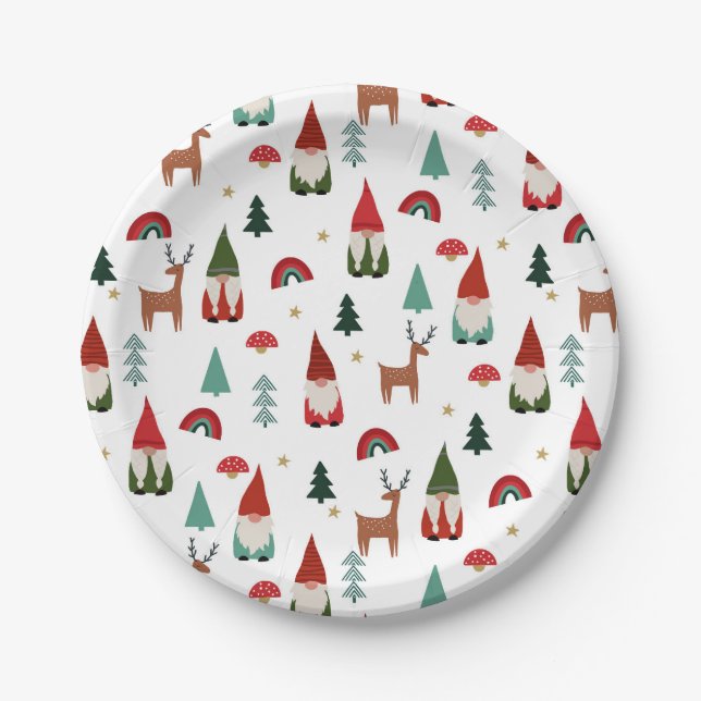 Plato De Papel Navidades Gnomes Holiday (Anverso)