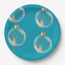 Plato De Papel Navidades Gold y Blue de lujo