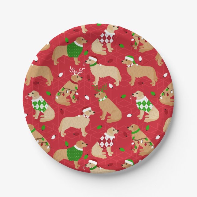 Plato De Papel Navidades Golden Retriever (Anverso)