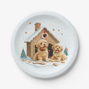 Plato De Papel Navidades Golden Retriever Dogs Gingerbread House