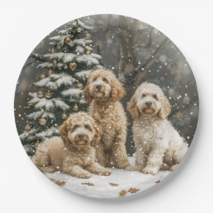 Plato De Papel Navidades Goldendoodle Puppy Dogs