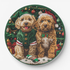 Plato De Papel Navidades Goldendoodle Puppy Dogs