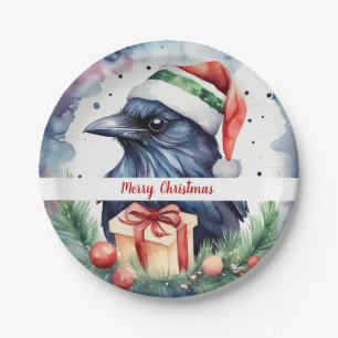 Plato De Papel Navidades Gorra Festive Crow -