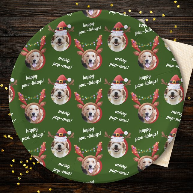 Plato De Papel Navidades Gorras Antler de Dos Perros Fotográficos (Subido por el creador)