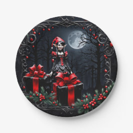 Plato De Papel Navidades góticos, Elf.