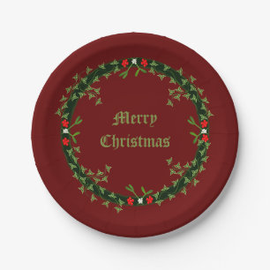 Plato De Papel Navidades góticos Personalizado Wreath