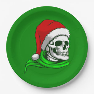 Plato De Papel navidades góticos santa skull skeleton