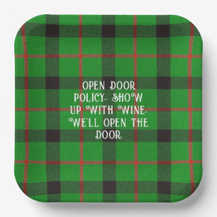 Plato De Papel Navidades Green Plaid Funny Sayings