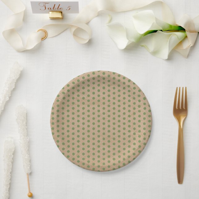 Plato De Papel Navidades Green Polka Dots Kraft (Boda)