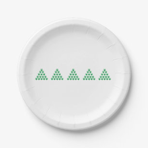 Plato De Papel Navidades Green Snow Stars Tree, White