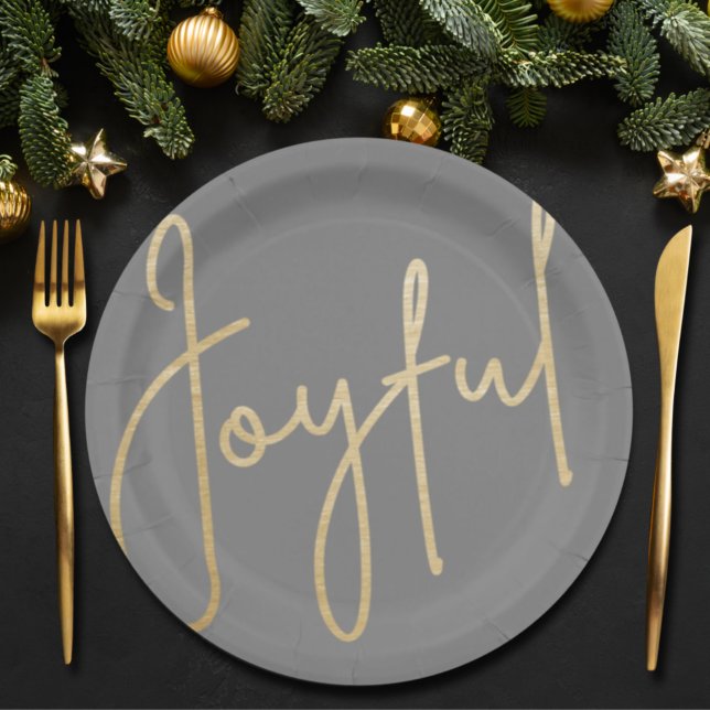 Plato De Papel NAVIDADES Gris Relieve metalizado Faux Gold JOYFUH (Subido por el creador)