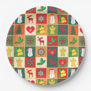 Plato De Papel Navidades hermosas figuras Fiesta Plate