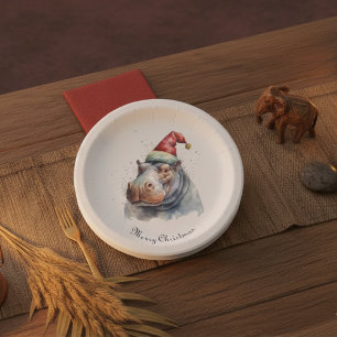 Plato De Papel Navidades Hippo, personalizable