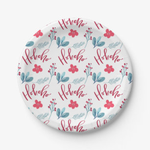 Plato De Papel Navidades Ho Ho Ho Ho Ho Ho Floral Holiday Party