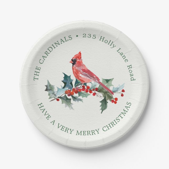 Plato De Papel Navidades holandeses, cardenales rojos, placa de p (Anverso)