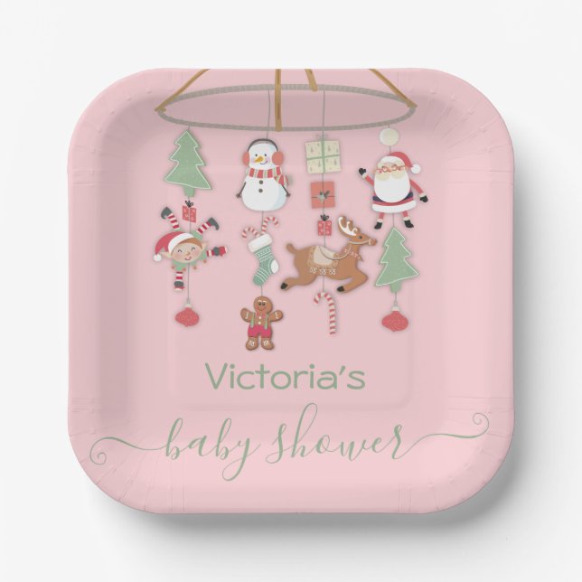 Plato De Papel Navidades Holiday Mobile Baby Shower (Anverso)