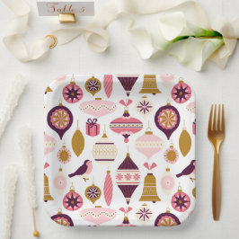 Plato De Papel Navidades Holiday Vintage Retro Decoraciones Baubl