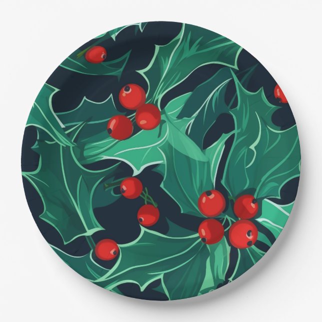 Plato De Papel Navidades Holly (Anverso)