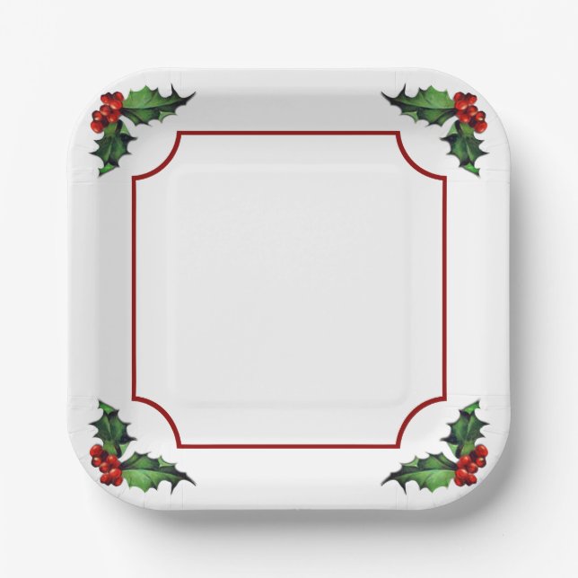 Plato De Papel Navidades Holly (Anverso)