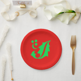 Plato De Papel Navidades Holly Red Green 4Geri