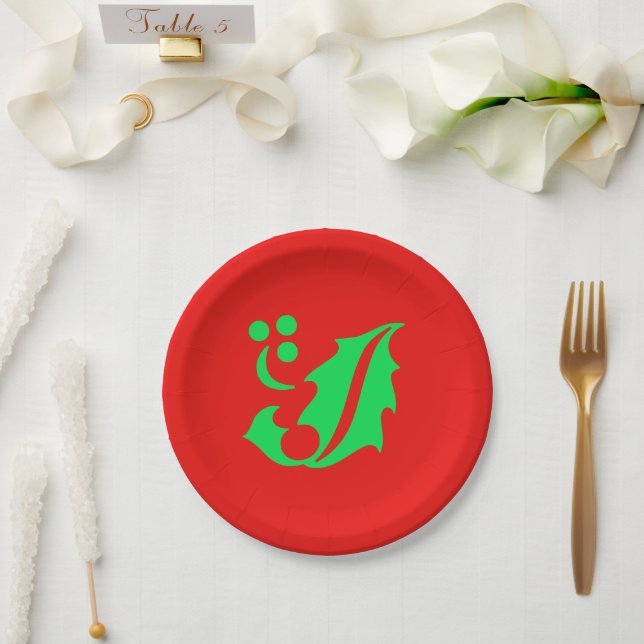 Plato De Papel Navidades Holly Red Green 4Geri (Boda)