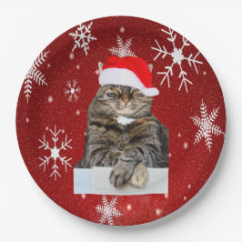 Plato De Papel Navidades Humbug Foto con Santa Hat