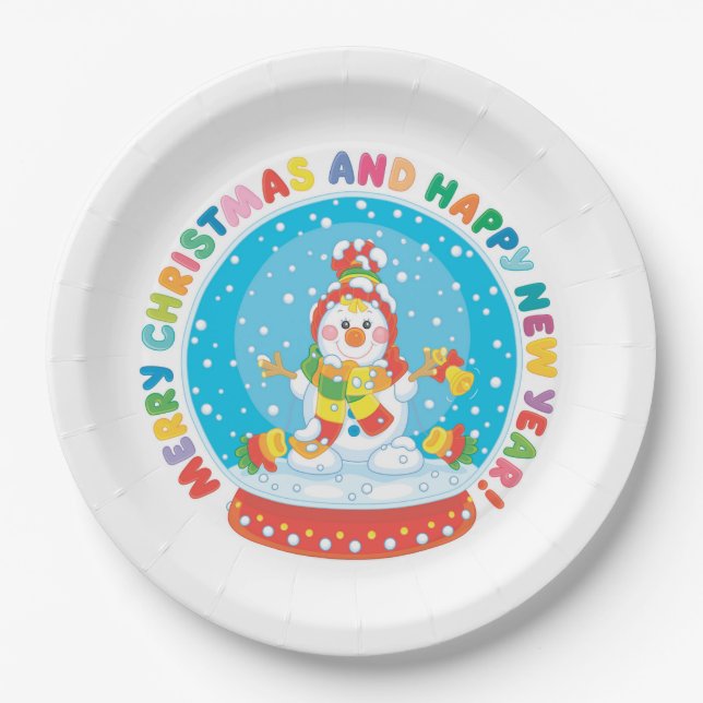 Plato De Papel Navidades inteligentes Snowman (Anverso)