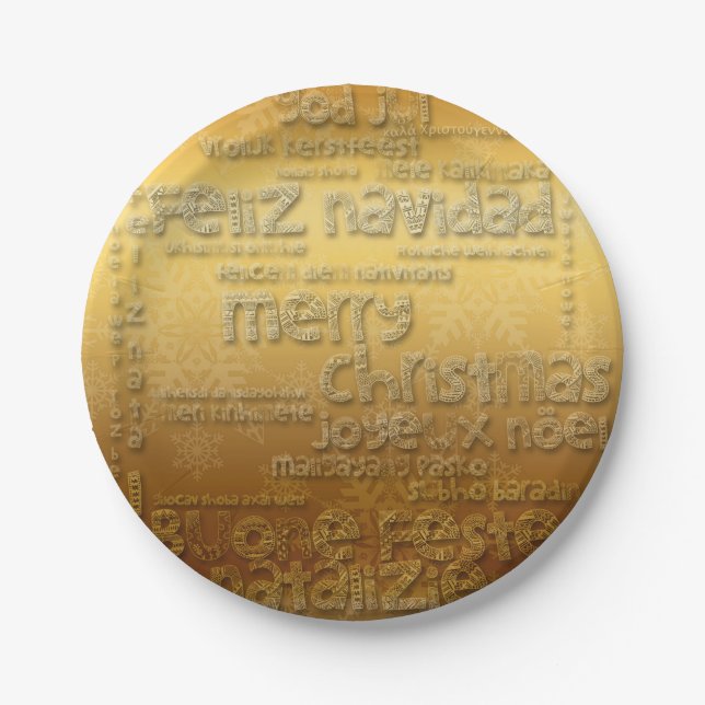 Plato De Papel Navidades internacionales dorados Navidad papel (Anverso)