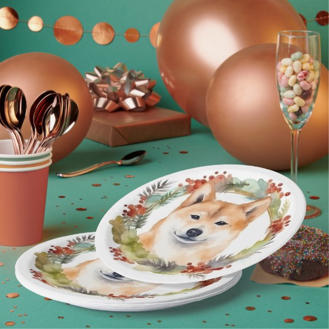 Plato De Papel Navidades Inu de Shiba escribieron presentación fe (Multi)