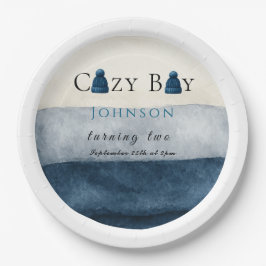 Plato De Papel navidades invierno cálido muchacho que cumple dos