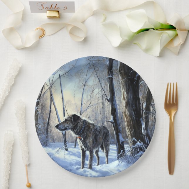 Plato De Papel Navidades irlandeses de Wolfhound Dejan Que Nieva (Boda)